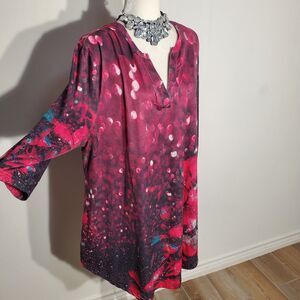 AZALEA TUNIC PINK 3/4 SLEEVE POLYESTER/SPANDEX STRETCH SIZE 3X